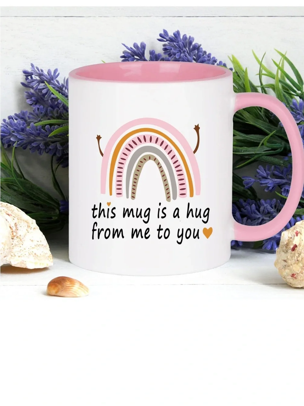 Friendship Gifts: Hug Mug - 11 Oz Pink, Perfect for Best Friends